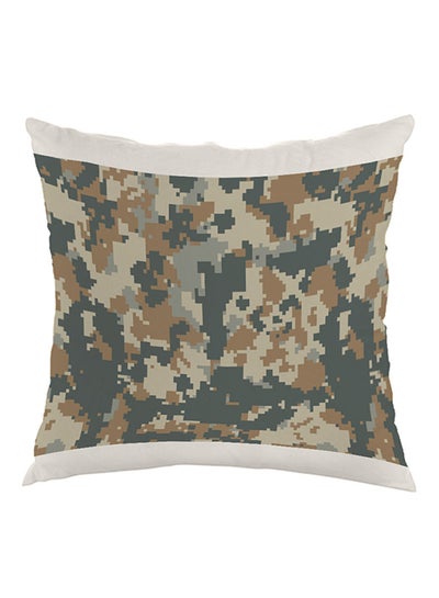 Buy Camouflage Printed Pillow Velvet Beige/Brown/Grey 40x40cm in Egypt