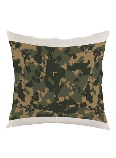 Buy Camouflage Printed Pillow Velvet Green/Yellow/White 40x40cm in Saudi Arabia