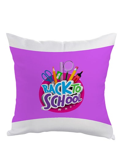 Buy Back To School Printed Pillow cover polyester Purple/White 40x40cm in Egypt