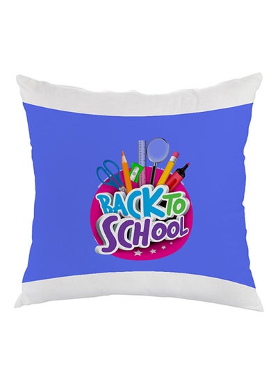 Buy Back To School Printed Pillow cover velvet Blue/White/Purple 40x40cm in Egypt