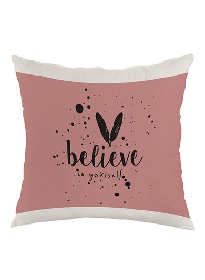 Buy Believe In Yourself Printed Pillow cover velvet Peach/White/Black 40x40cm in Egypt