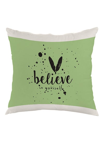 اشتري Believe In Yourself Printed Pillow cover Velvet Green/White/Black 40x40cm في مصر