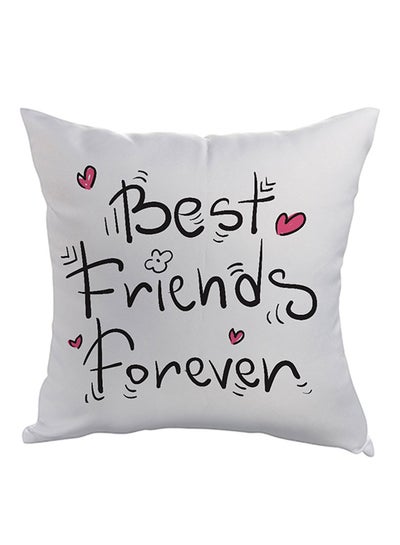 Buy Best Friends Forever Printed Pillow White/Black/Pink 40x40cm in UAE