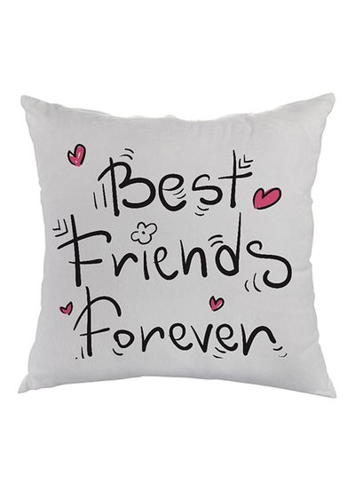 Buy Best Friends Forever Printed Pillow White/Black/Pink 40x40cm in UAE