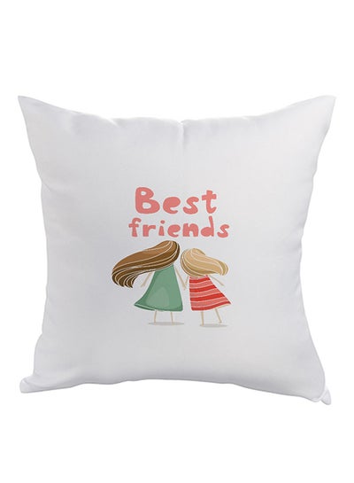 Buy Best Friends Printed Pillow White/Pink/Green 40x40cm in UAE