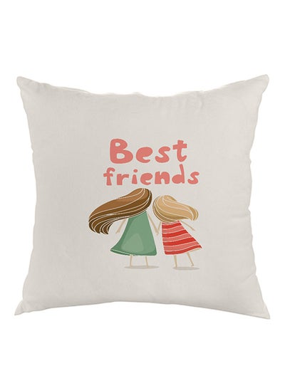 Buy Best Friends Printed Pillow Velvet White/Pink/Green 40x40centimeter in Egypt