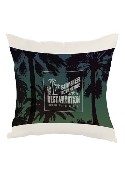 Buy Best Vacation Printed Pillow cover Green/Black/White 40x40cm in Egypt