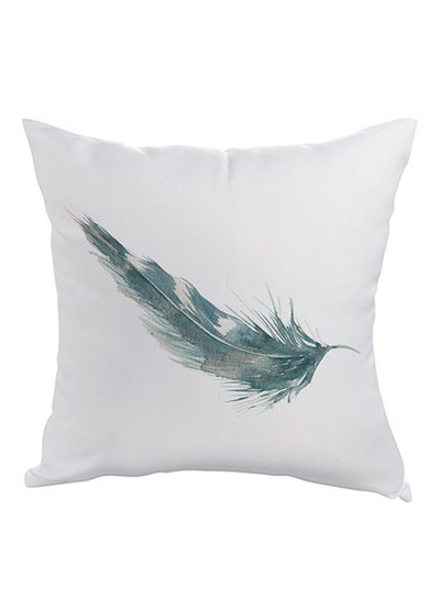 اشتري Bird Feather Printed Pillow cover بوليستر أبيض/أزرق 40x40سنتيمتر في مصر