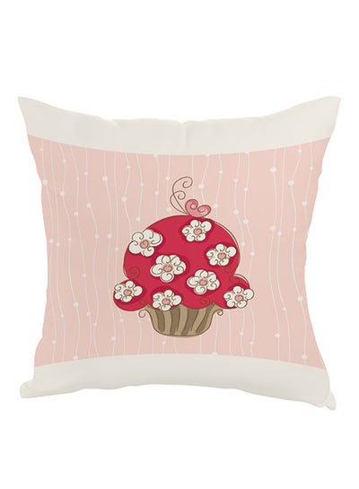 Buy Cake Flowers Printed Pillow Pink/White/Red 40x40cm in Saudi Arabia