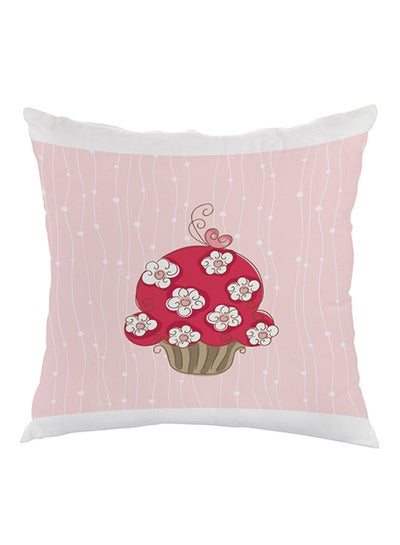 Buy Cake Flowers Printed Pillow Pink/White/Red 40x40cm in Egypt