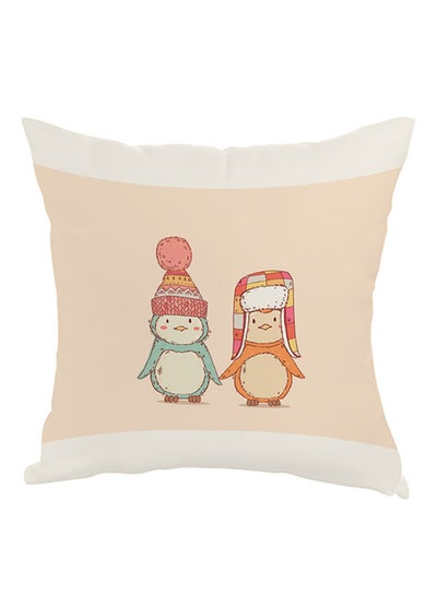 Buy Cartoon Winter Printed Pillow Beige/White/Red 40x40cm in Egypt