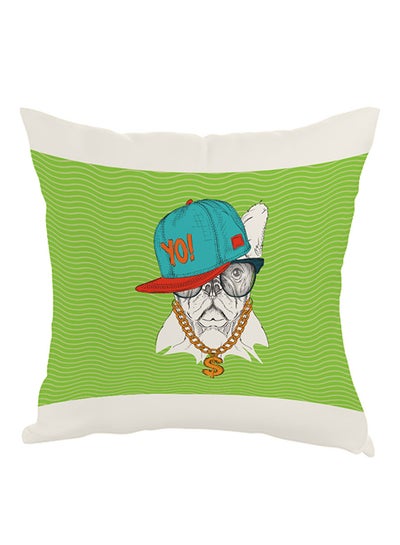 Buy Cartoon Drawing Dog Printed Pillow Green/White/Blue 40x40cm in Egypt