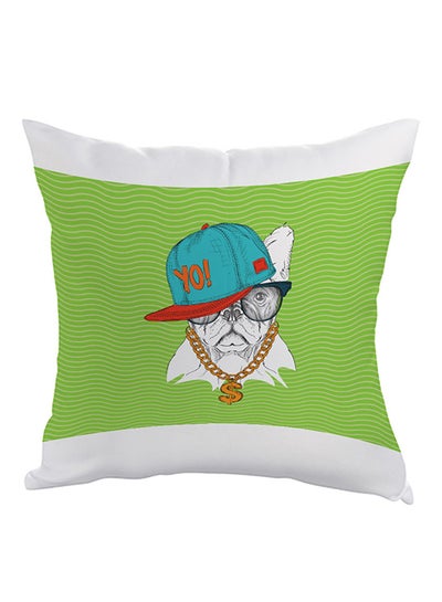 Buy Cartoon Drawing Dog Printed Pillow Green/White/Blue 40x40cm in Egypt