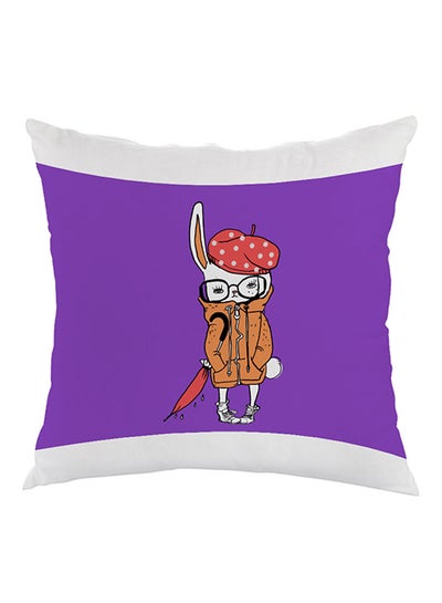 Buy Cartoon Drawing Rabbit Printed Pillow Purple/White/Orange 40x40cm in Egypt