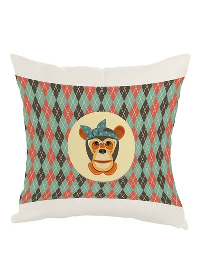 Buy Cartoon Drawing Monkey Printed Pillow Pink/Blue/White 40x40cm in Egypt