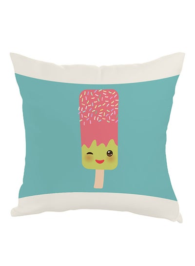 Buy Cartoon Graphic Ice Cream Printed Pillow Blue/Yellow/Pink 40x40cm in Egypt