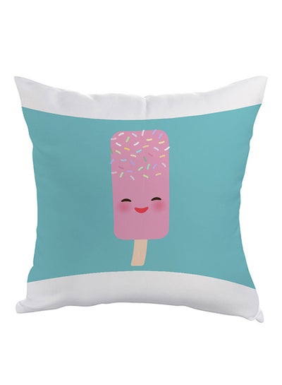 Buy Cartoon Graphic Ice Cream Printed Pillow Blue/White/Pink 40x40cm in Egypt