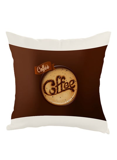 Buy Coffee Printed Pillow Brown/White 40x40cm in Egypt