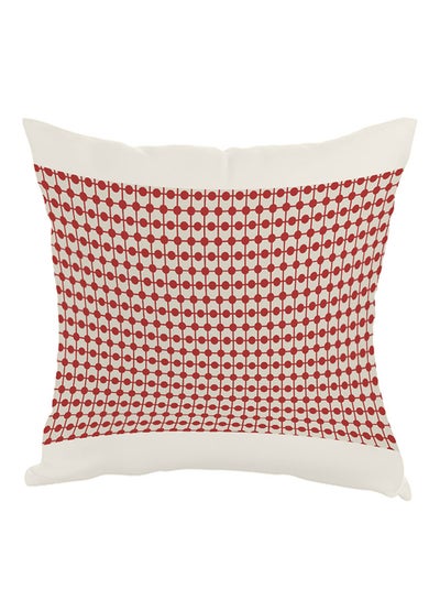 Buy Decoration With Lines And Circles Printed Pillow Red/White 40x40cm in Egypt