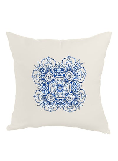 Buy Decorative Drawings Rose Printed Pillow White/Blue 40x40cm in Egypt