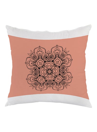 Buy Decorative Drawings Rose Printed Pillow Orange/White/Black 40x40cm in Egypt