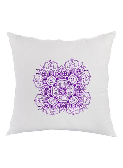 Buy Decorative Drawings Rose Printed Pillow White/Purple 40x40cm in Egypt