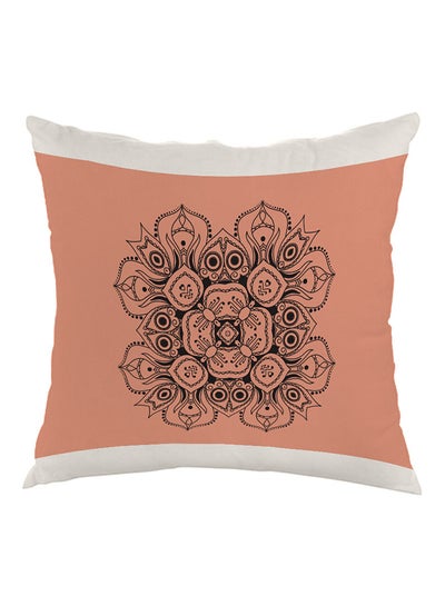 Buy Decorative Drawings Rose Printed Pillow Orange/White/Black 40x40cm in Egypt