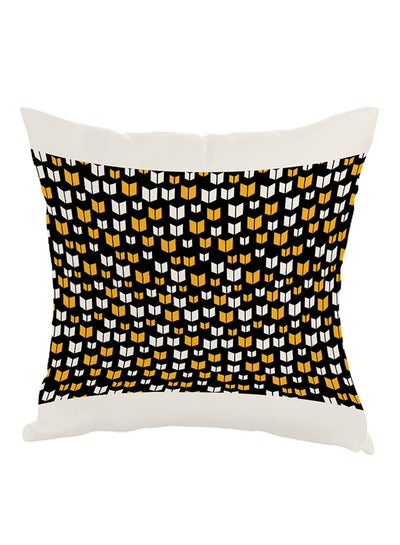 Buy Decorative Forms Printed Pillow White/Black/Yellow 40 x 40cm in Saudi Arabia