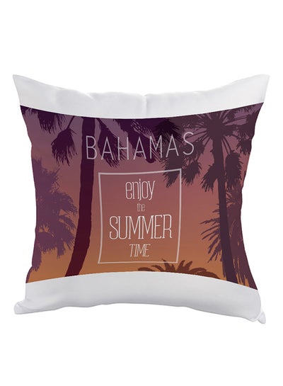 Buy Enjoy The Summer Time Printed Pillow White/Brown/Purple 40 x 40cm in Saudi Arabia