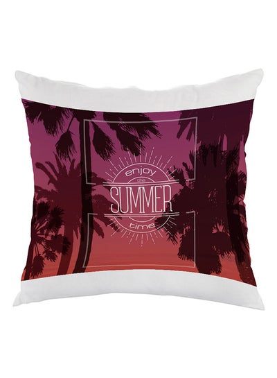 Buy Enjoy The Summer Time Printed Pillow White/Purple/Brown 40 x 40cm in Egypt