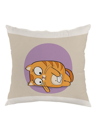 Buy Expression Graphics Cat Printed Pillow White/Grey/Brown 40 x 40cm in Saudi Arabia