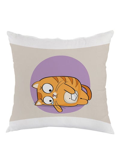 Buy Expression Graphics Cat Printed Pillow White/Grey/Brown 40 x 40cm in Saudi Arabia