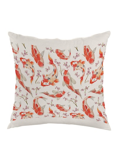 Buy Fish Printed Pillow White/Orange 40x40cm in Saudi Arabia