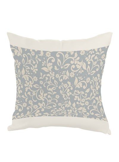 Buy Flower Motifs Printed Pillow Grey/White 40x40cm in Egypt