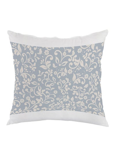 Buy Flower Motifs Printed Pillow Grey/White 40x40cm in Saudi Arabia