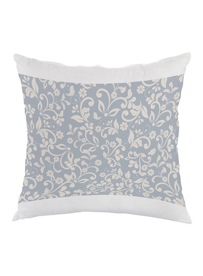 Buy Flower Motifs Printed Pillow Grey/White 40x40cm in Saudi Arabia