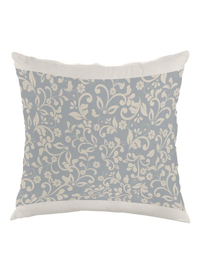 Buy Flower Motifs Printed Pillow Grey/White 40x40cm in Saudi Arabia