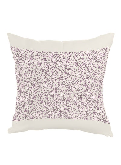 Buy Flower Motifs Printed Pillow Purple/White 40 x 40cm in Saudi Arabia