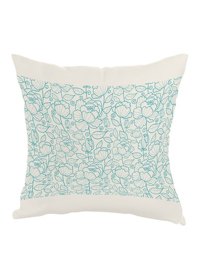 Buy Flower Motifs Printed Pillow Green/White 40x40cm in Saudi Arabia