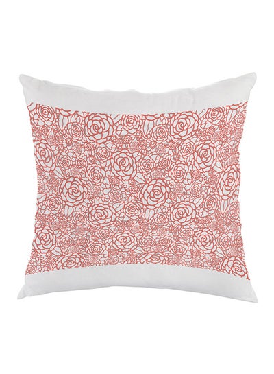 Buy Flower Motifs Printed Pillow Red/White 40x40cm in Saudi Arabia