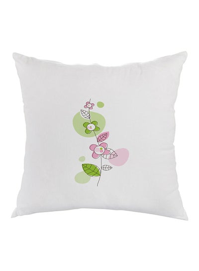 Buy Flowers Printed Pillow White/Green/Pink 40x40cm in Saudi Arabia