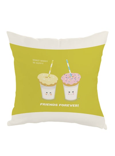 Buy Friends Forever Printed Pillow Yellow/White/Beige 40x40cm in Saudi Arabia