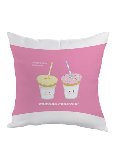 Buy Friends Forever Printed Pillow Pink/White/Beige 40x40cm in Saudi Arabia