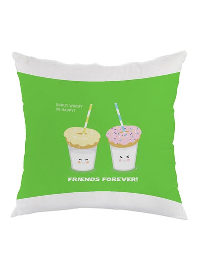 Buy Friends Forever Printed Pillow velvet White/Green/Beige 40 x 40cm in Egypt