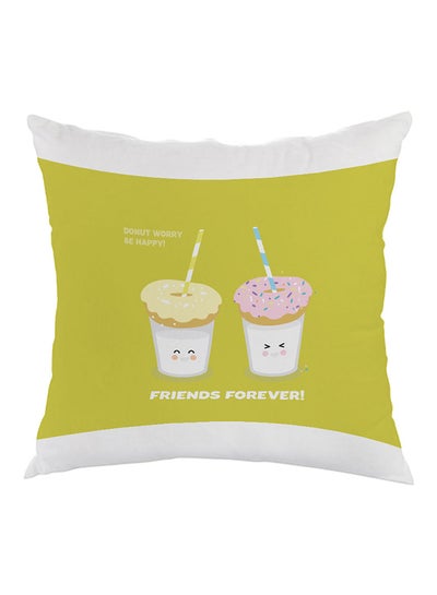 Buy Friends Forever Printed Pillow Yellow/White 40x40cm in Saudi Arabia