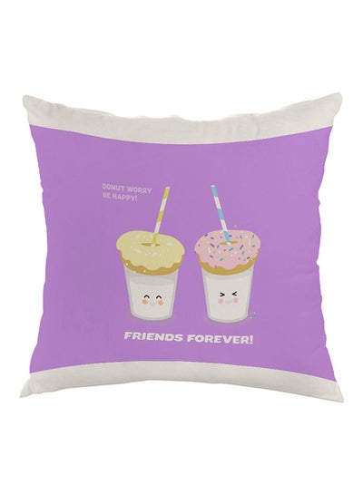 Buy Friends Forever Printed Pillow Purple/White/Yellow 40x40cm in Saudi Arabia