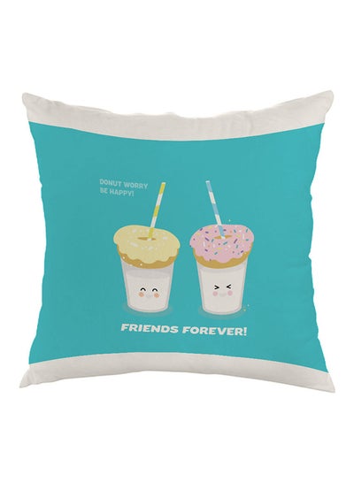 Buy Friends Forever Printed Pillow velvet Blue/White/Yellow 40x40cm in Egypt