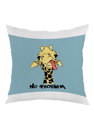 Buy Giraffe No Problem Printed Pillow White/Blue/Yellow 40 x 40cm in Egypt