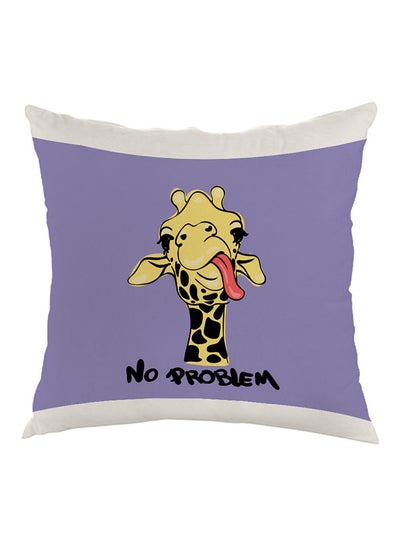 Buy Giraffe No Problem Printed Throw Pillow Purple/Yellow/White 40x40cm in Saudi Arabia