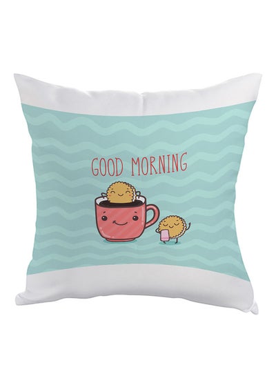 Buy Good Morning Printed Pillow Blue/Pink/Yellow 40x40cm in Saudi Arabia